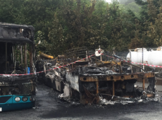 The Remains of Alexander ALX400 T305FGN following the Fire in Pwllheli